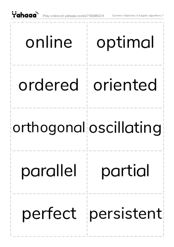Common Adjectives in English: algorithms 7 PDF two columns flashcards