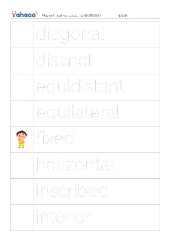 Common Adjectives in English: geometry 2 PDF one column image words