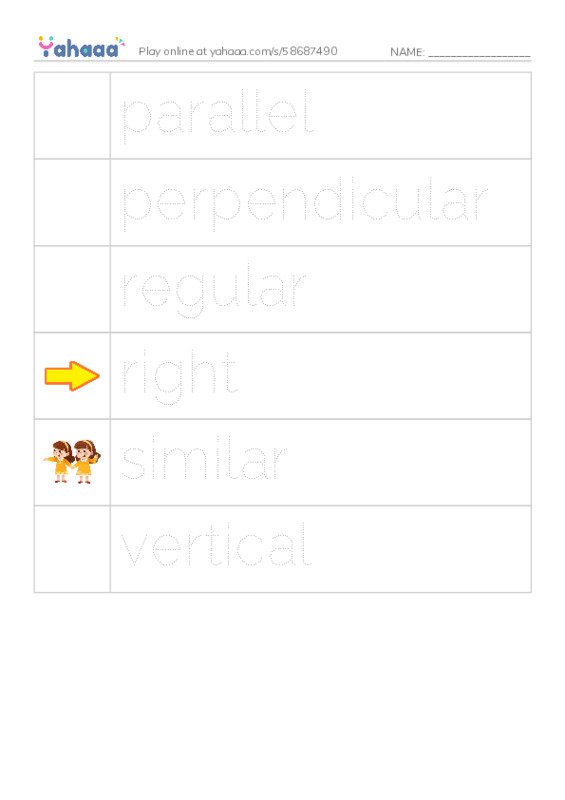Common Adjectives in English: geometry 3 PDF one column image words