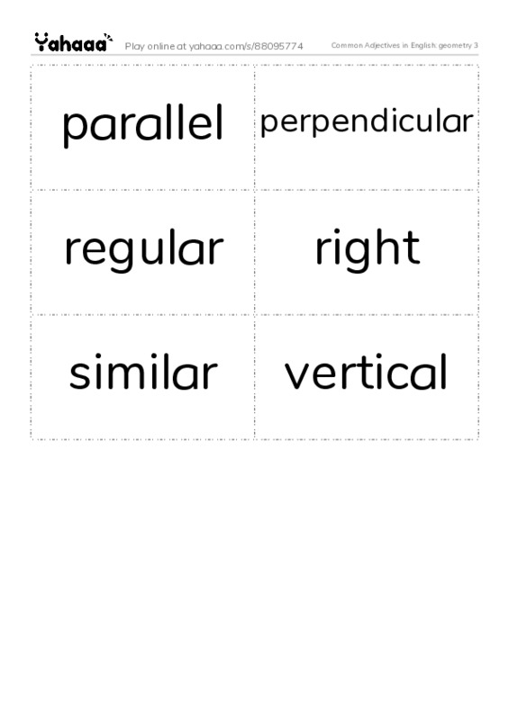 Common Adjectives in English: geometry 3 PDF two columns flashcards