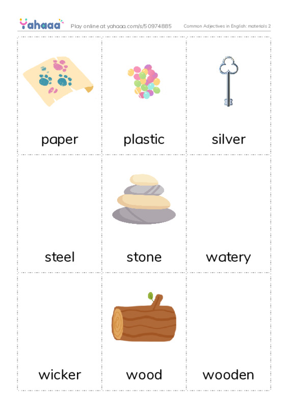 Common Adjectives in English: materials 2 PDF flaschards with images