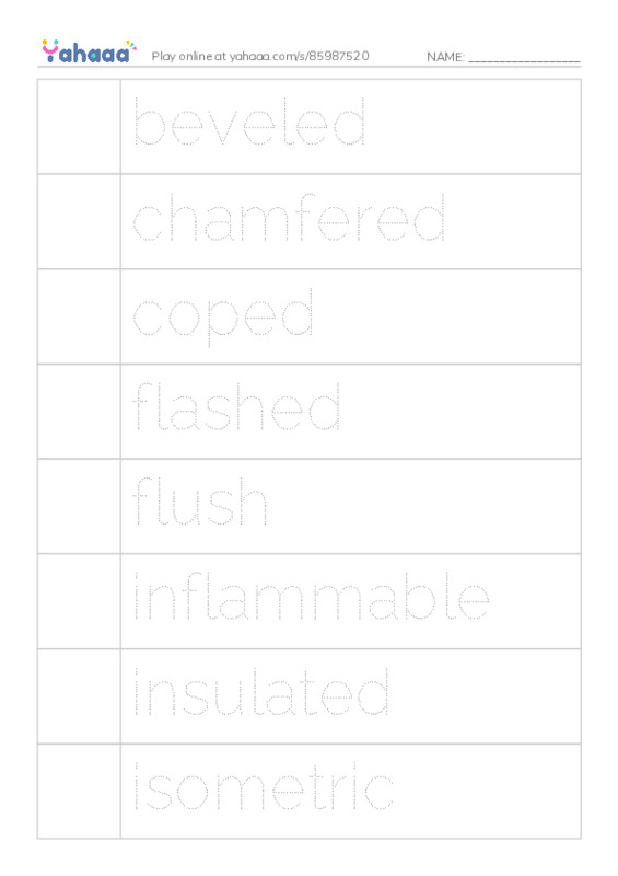 Common Adjectives in English: construction 1 PDF one column image words