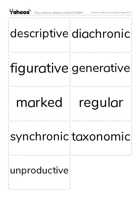 Common Adjectives in English: linguistics 1 PDF two columns flashcards