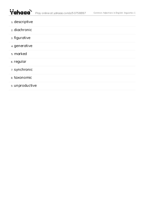 Common Adjectives in English: linguistics 1 PDF words glossary