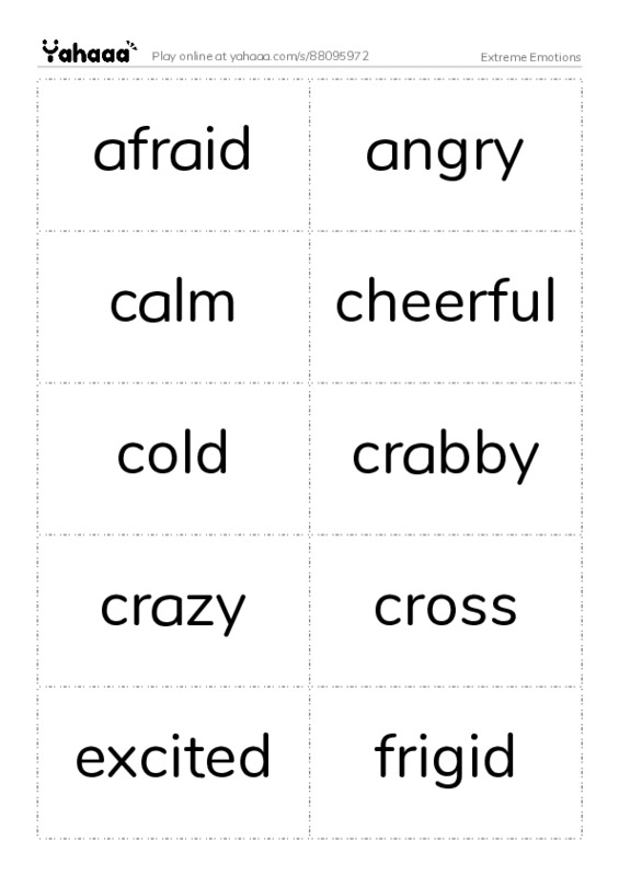 Extreme Emotions PDF two columns flashcards