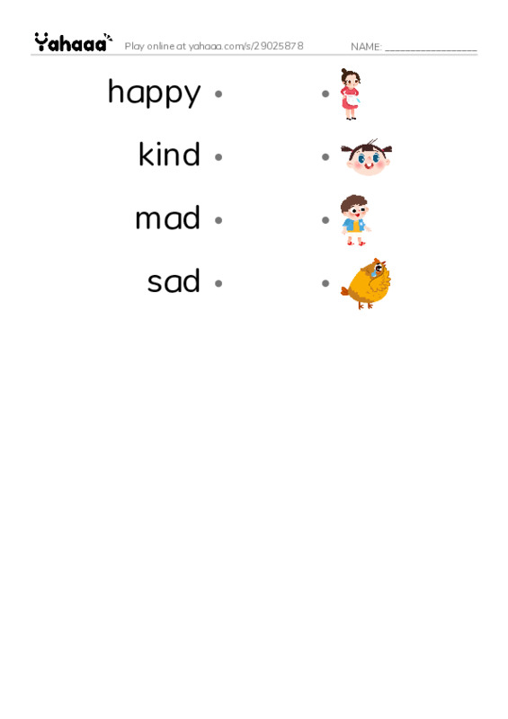 Common Adjectives in English: emotions 2 PDF link match words worksheet