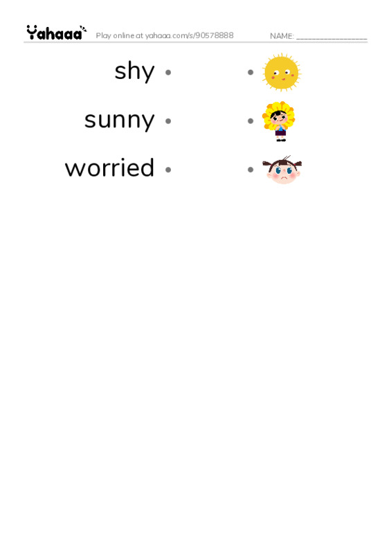 Common Adjectives in English: emotions 3 PDF link match words worksheet