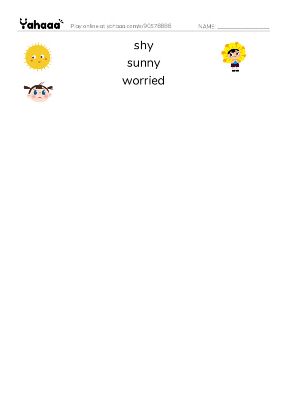 Common Adjectives in English: emotions 3 PDF three columns match words