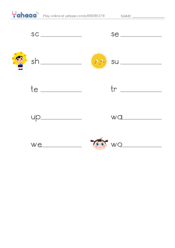 Common Adjectives in English: emotions 3 PDF worksheet writing row