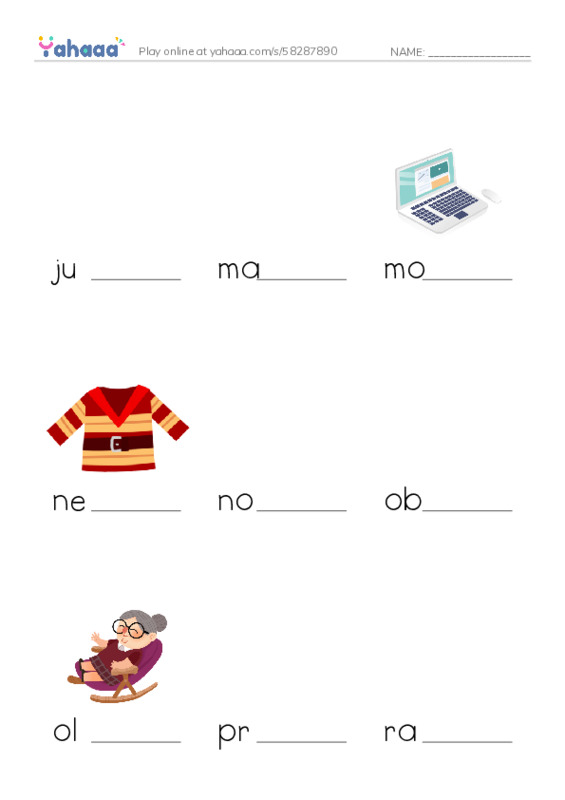 Common Adjectives in English: age 2 PDF worksheet to fill in words gaps