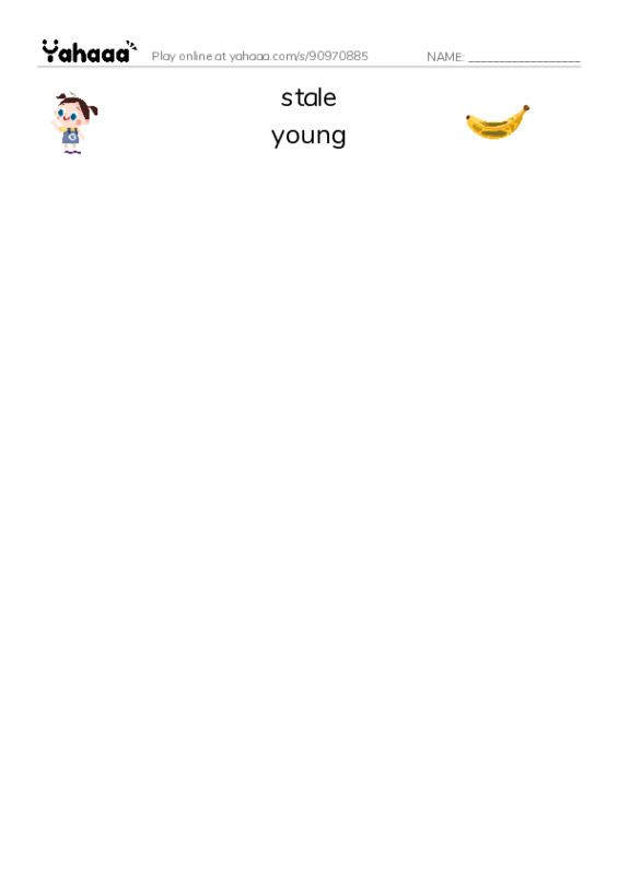 Common Adjectives in English: age 3 PDF three columns match words