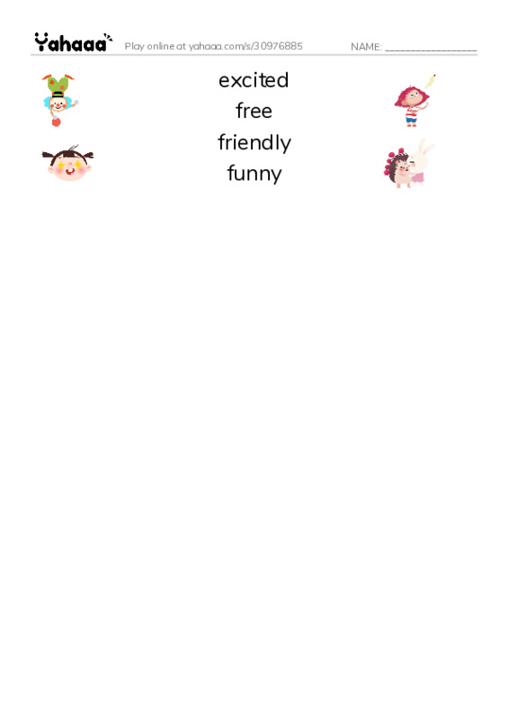 Common Adjectives in English: character 3 PDF three columns match words