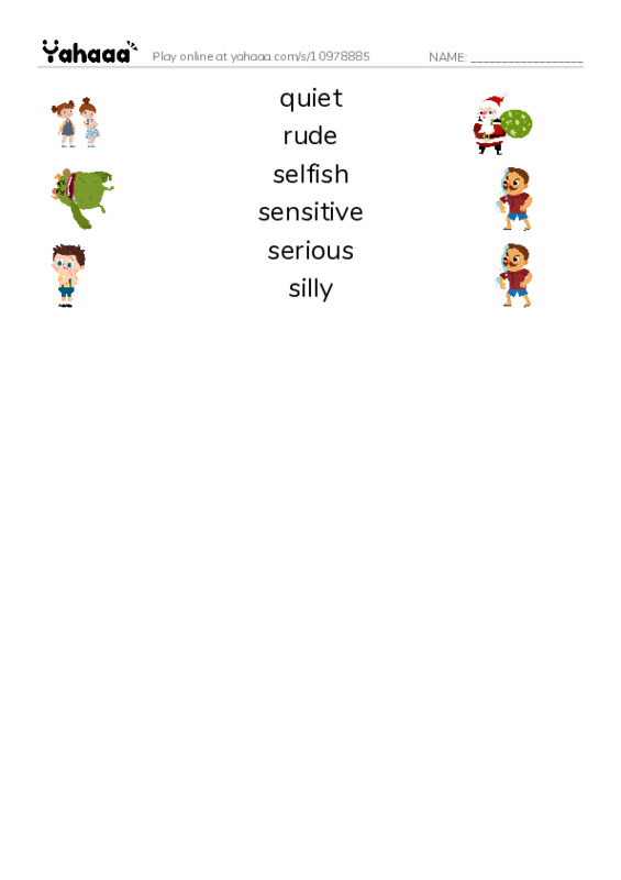 Common Adjectives in English: character 7 PDF three columns match words