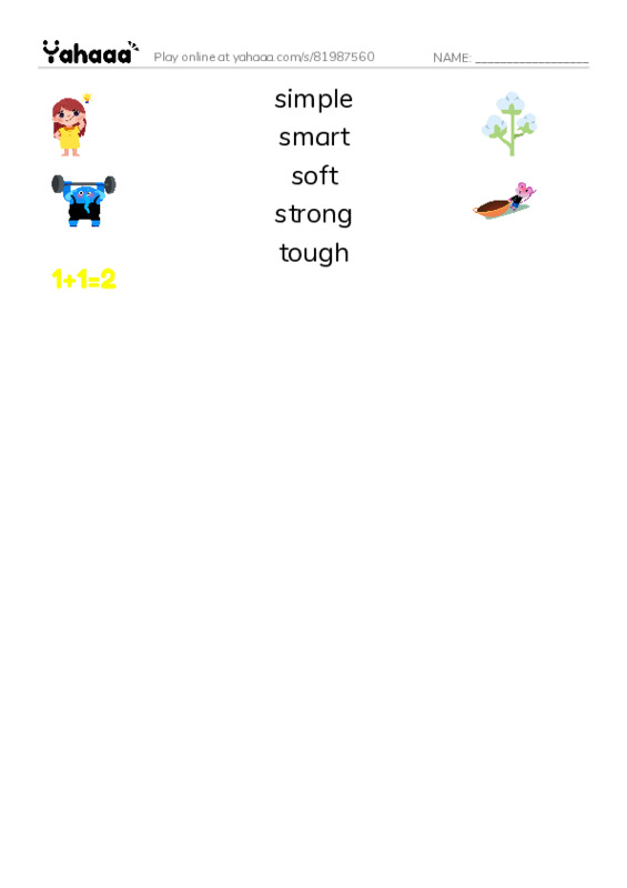 Common Adjectives in English: character 8 PDF three columns match words