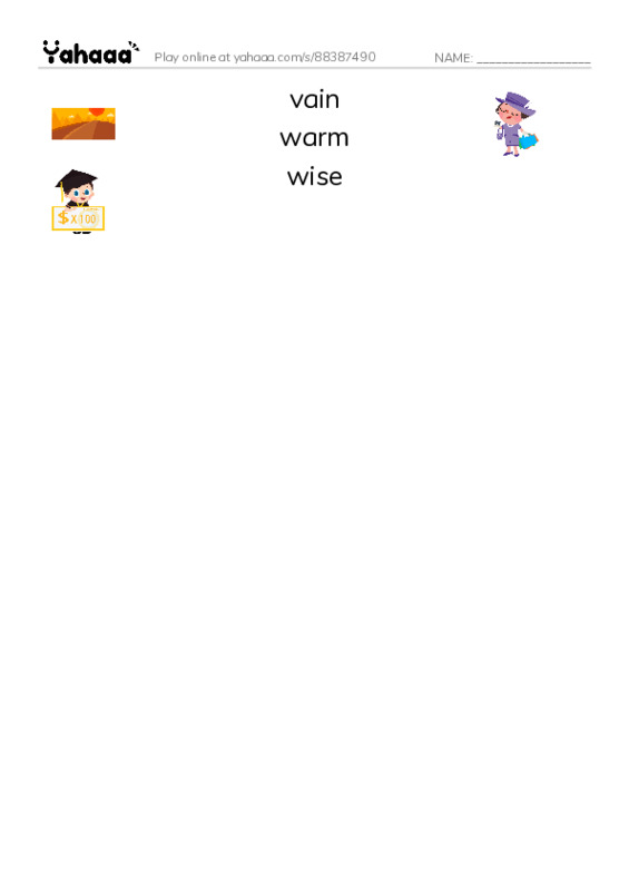 Common Adjectives in English: character 9 PDF three columns match words