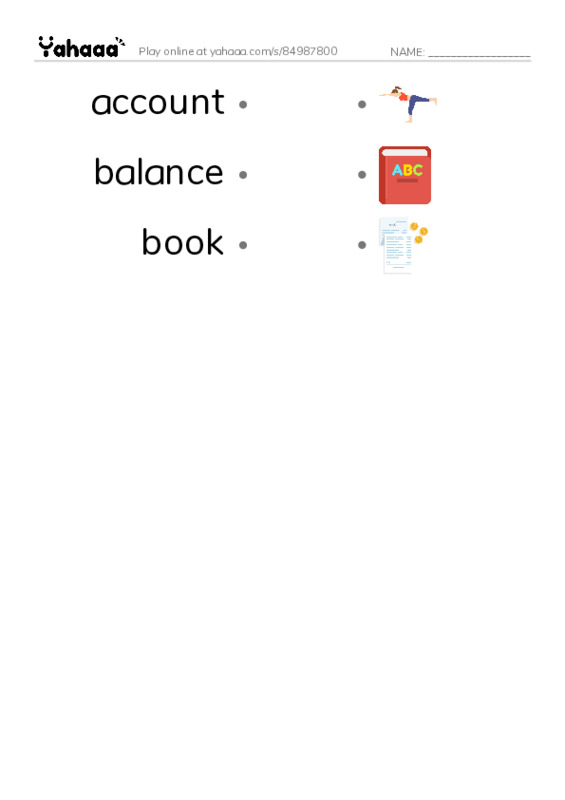 Common Nouns in English: accounting 1 PDF link match words worksheet