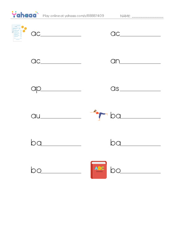 Common Nouns in English: accounting 1 PDF worksheet writing row