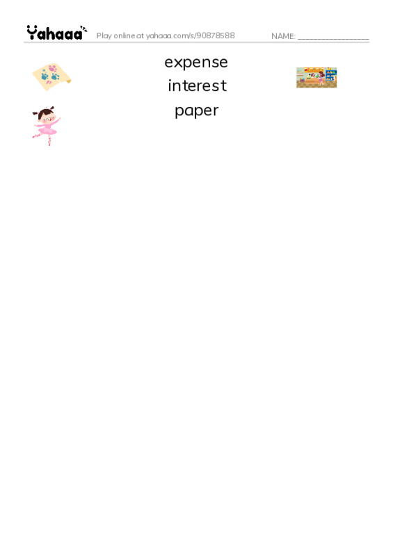 Common Nouns in English: accounting 3 PDF three columns match words