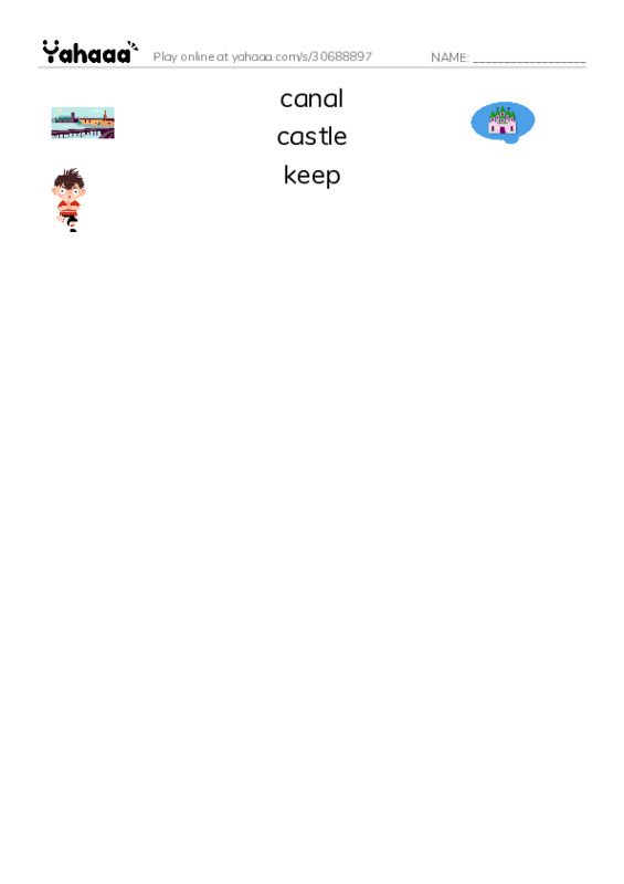 Common Nouns in English: fortifications 1 PDF three columns match words