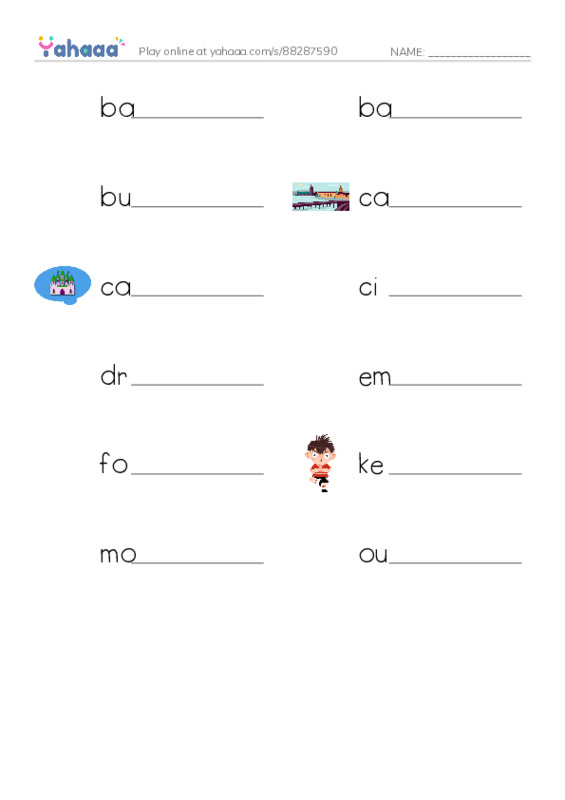 Common Nouns in English: fortifications 1 PDF worksheet writing row
