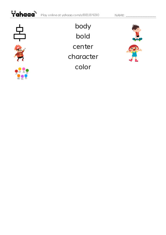 Common Nouns in English: typography 1 PDF three columns match words