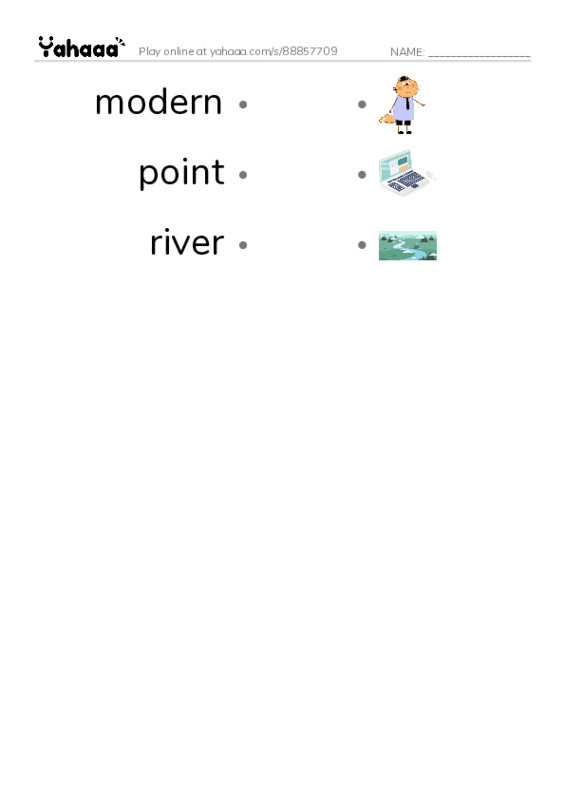 Common Nouns in English: typography 3 PDF link match words worksheet