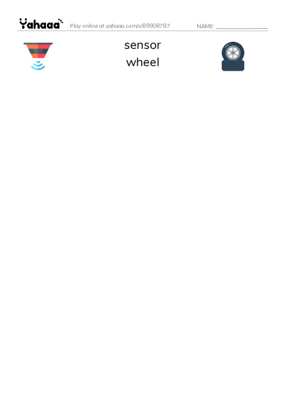 Common Nouns in English: car parts 3 PDF three columns match words