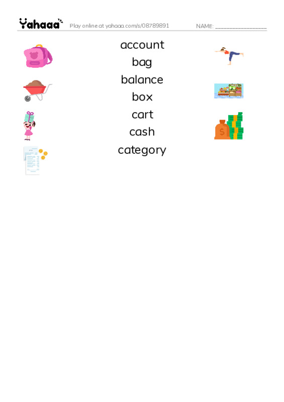 Common Nouns in English: shopping 1 PDF three columns match words