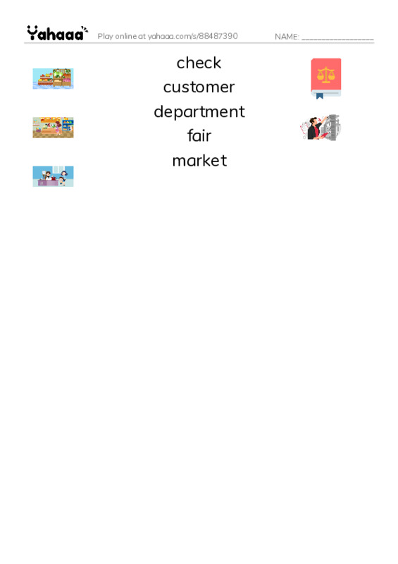 Common Nouns in English: shopping 2 PDF three columns match words