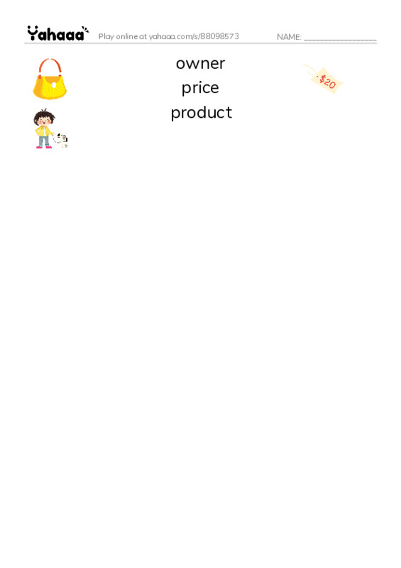 Common Nouns in English: shopping 3 PDF three columns match words