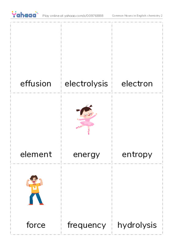 Common Nouns in English: chemistry 2 PDF flaschards with images