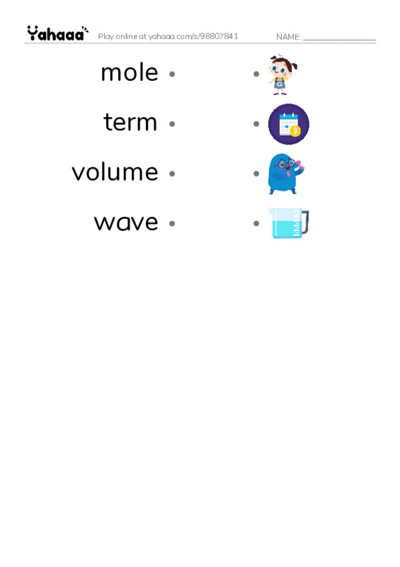 Common Nouns in English: chemistry 3 PDF link match words worksheet