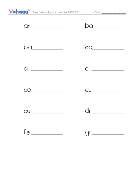 Common Nouns in English: seasonings 1 PDF worksheet writing row