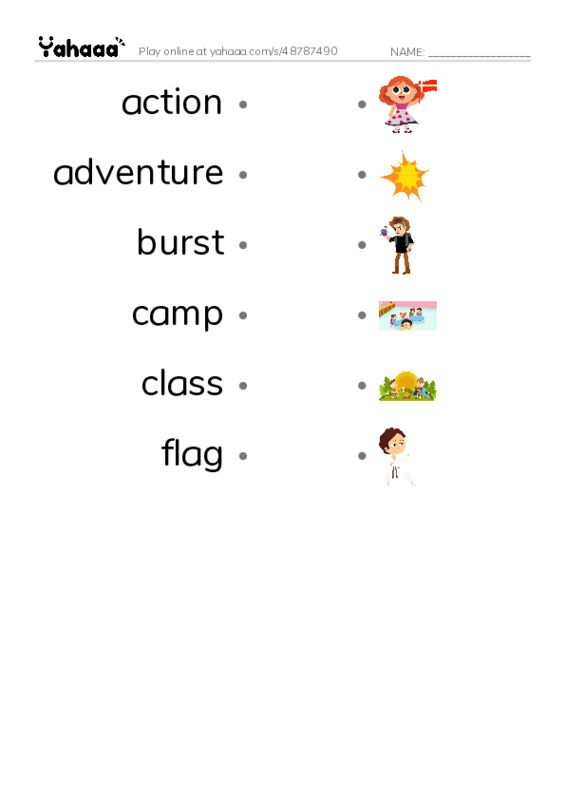 Common Nouns in English: gaming 1 PDF link match words worksheet
