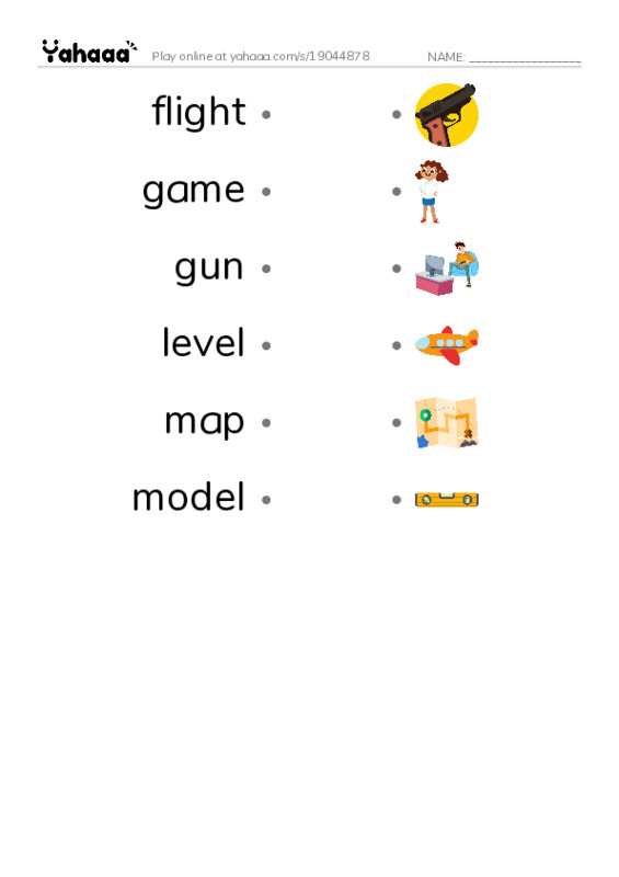 Common Nouns in English: gaming 2 PDF link match words worksheet