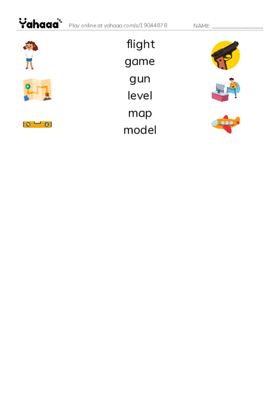Common Nouns in English: gaming 2 PDF three columns match words