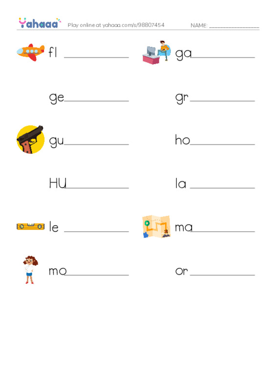 Common Nouns in English: gaming 2 PDF worksheet writing row