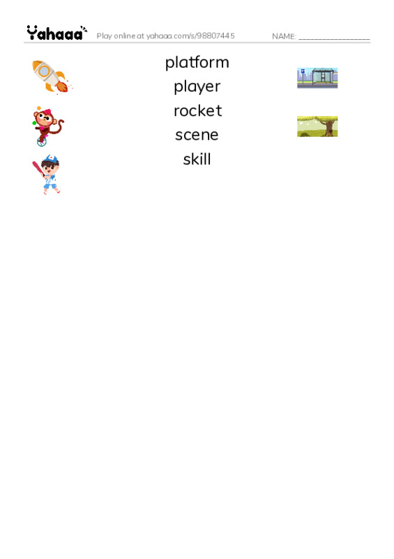 Common Nouns in English: gaming 3 PDF three columns match words