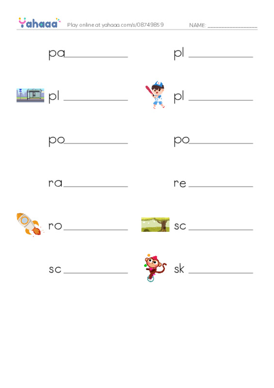 Common Nouns in English: gaming 3 PDF worksheet writing row