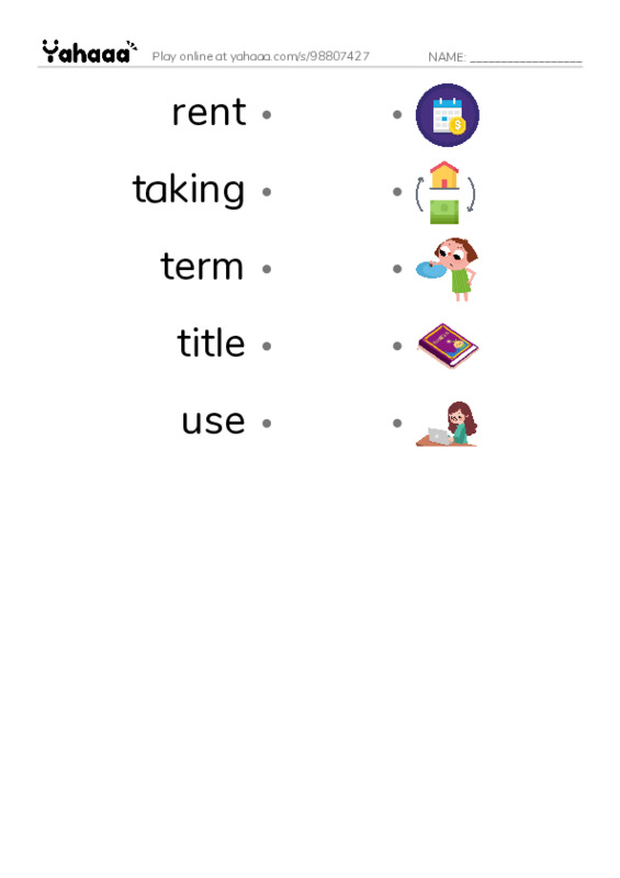 Common Nouns in English: real estate 3 PDF link match words worksheet