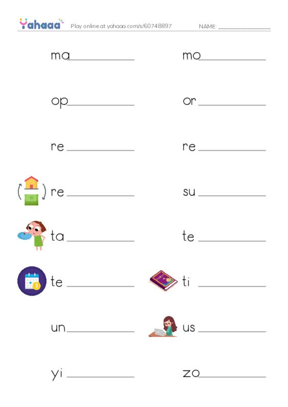 Common Nouns in English: real estate 3 PDF worksheet writing row