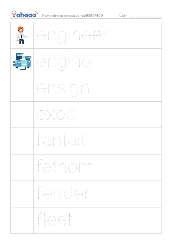 Common Nouns in English: military navy 5 PDF one column image words