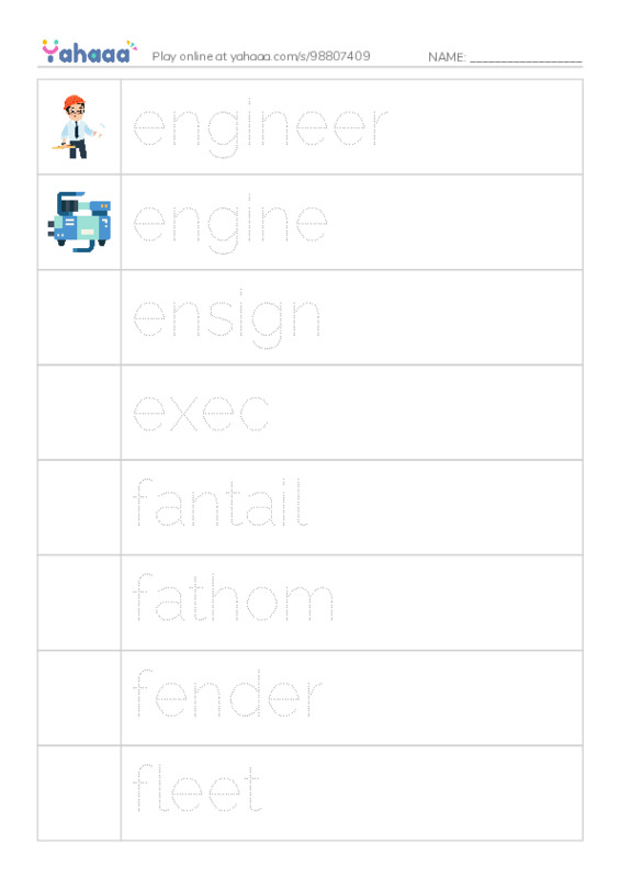 Common Nouns in English: military navy 5 PDF one column image words