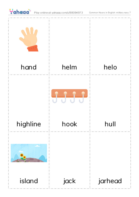 Common Nouns in English: military navy 7 PDF flaschards with images