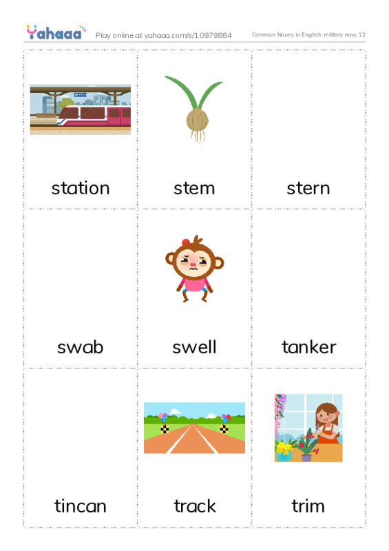 Common Nouns in English: military navy 12 PDF flaschards with images