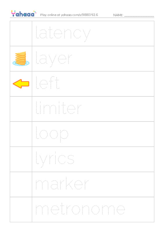 Common Nouns in English: music production 5 PDF one column image words