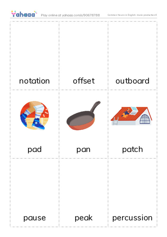 Common Nouns in English: music production 6 PDF flaschards with images