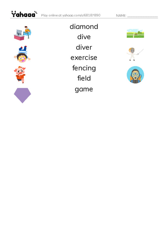 Common Nouns in English: sports 3 PDF three columns match words