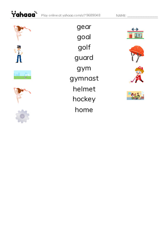 Common Nouns in English: sports 4 PDF three columns match words
