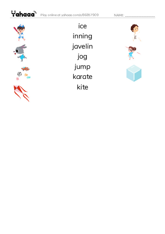 Common Nouns in English: sports 5 PDF three columns match words